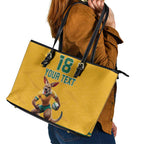 Custom Australia Rugby Leather Tote Bag Wallabies Mascot Sporty Style - Aussie Hoodie