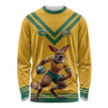 Custom Australia Rugby Long Sleeve Shirt Wallabies Mascot Sporty Style - Aussie Hoodie