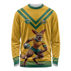 Custom Australia Rugby Long Sleeve Shirt Wallabies Mascot Sporty Style - Aussie Hoodie