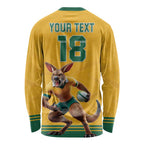 Custom Australia Rugby Long Sleeve Shirt Wallabies Mascot Sporty Style - Aussie Hoodie