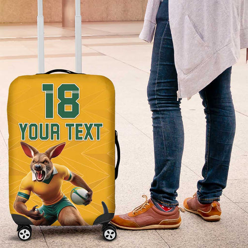 Custom Australia Rugby Luggage Cover Wallabies Mascot Sporty Style - Aussie Hoodie