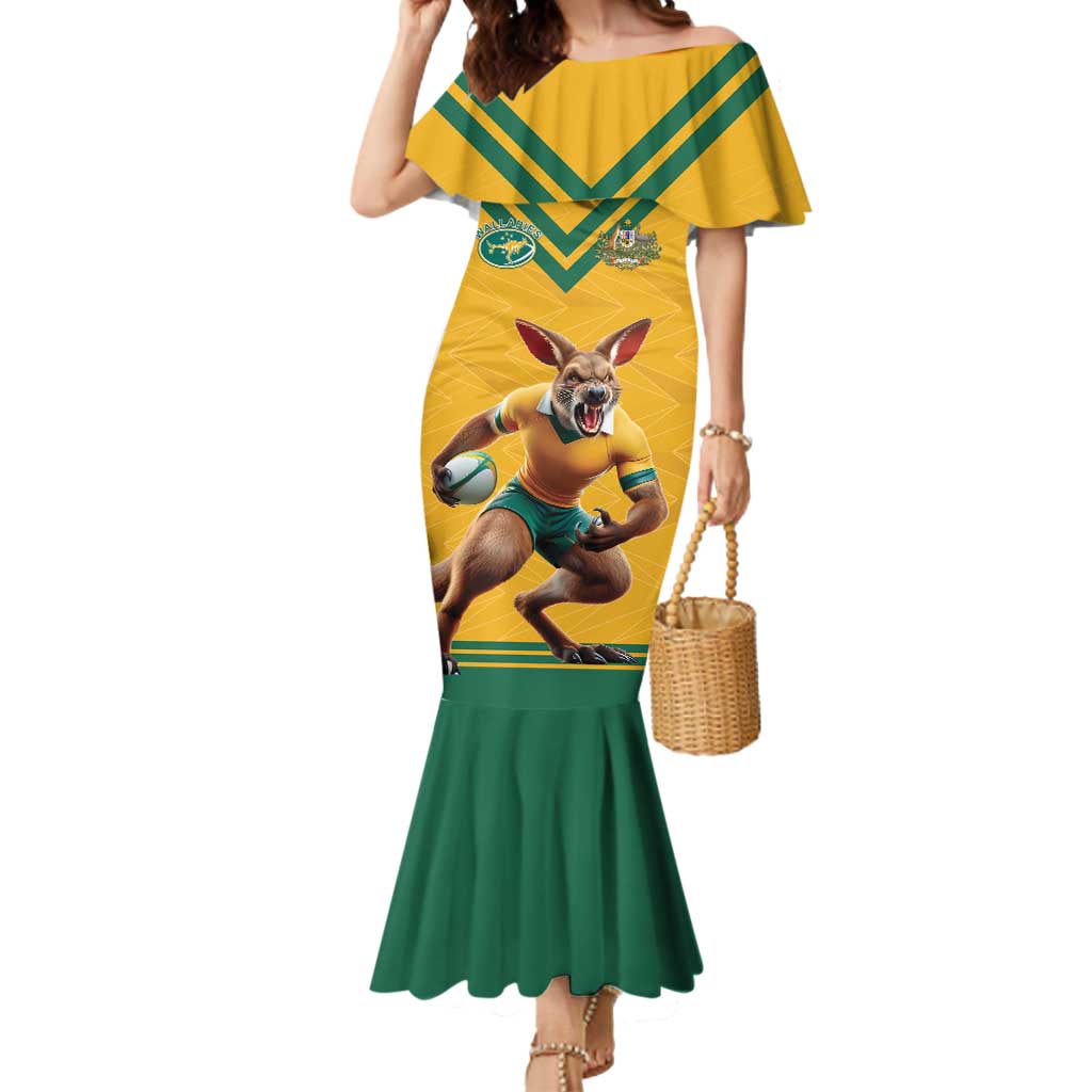 Custom Australia Rugby Mermaid Dress Wallabies Mascot Sporty Style - Aussie Hoodie