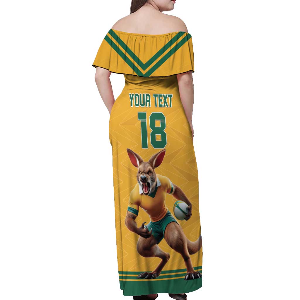 Custom Australia Rugby Off Shoulder Maxi Dress Wallabies Mascot Sporty Style - Aussie Hoodie