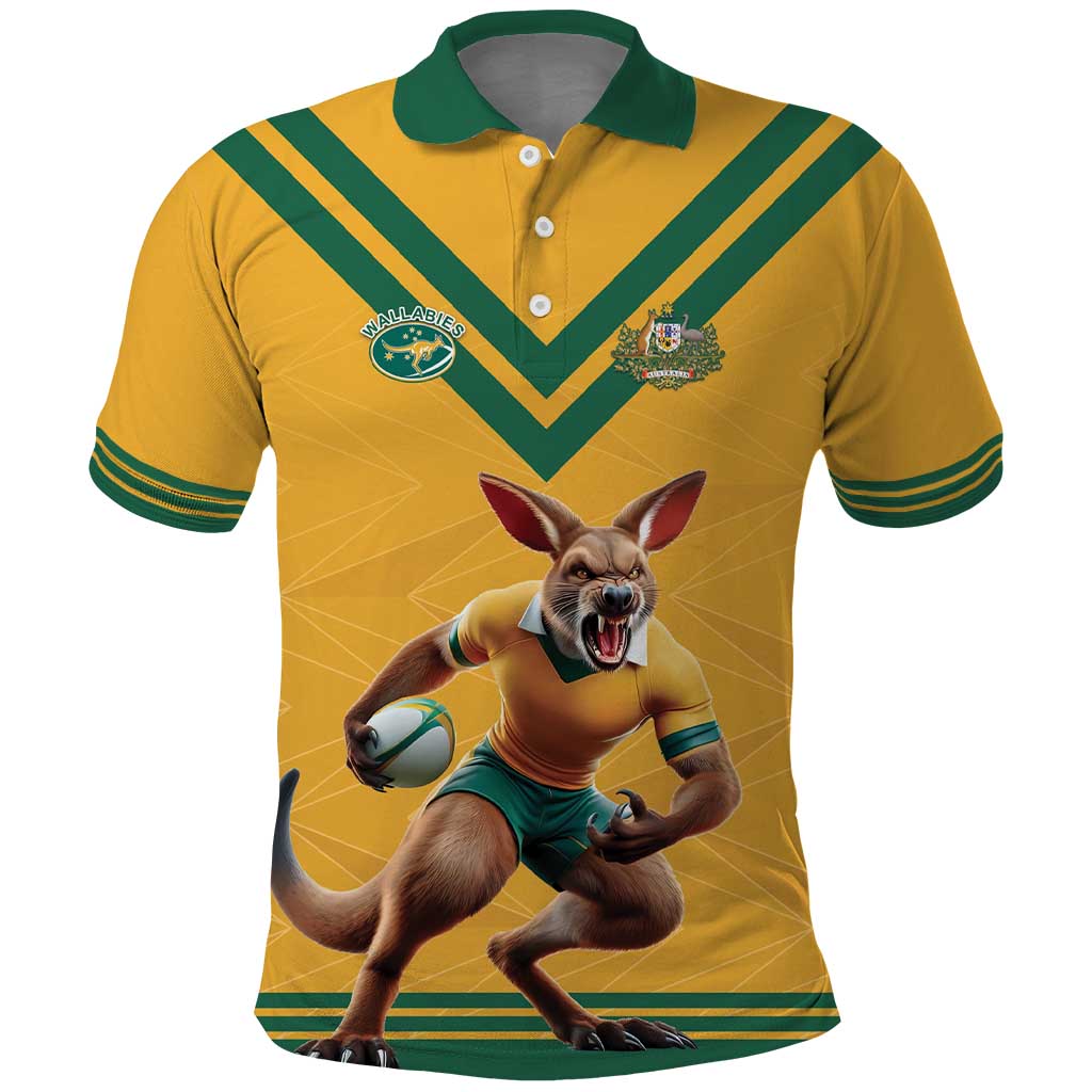 Custom Australia Rugby Polo Shirt Wallabies Mascot Sporty Style - Aussie Hoodie