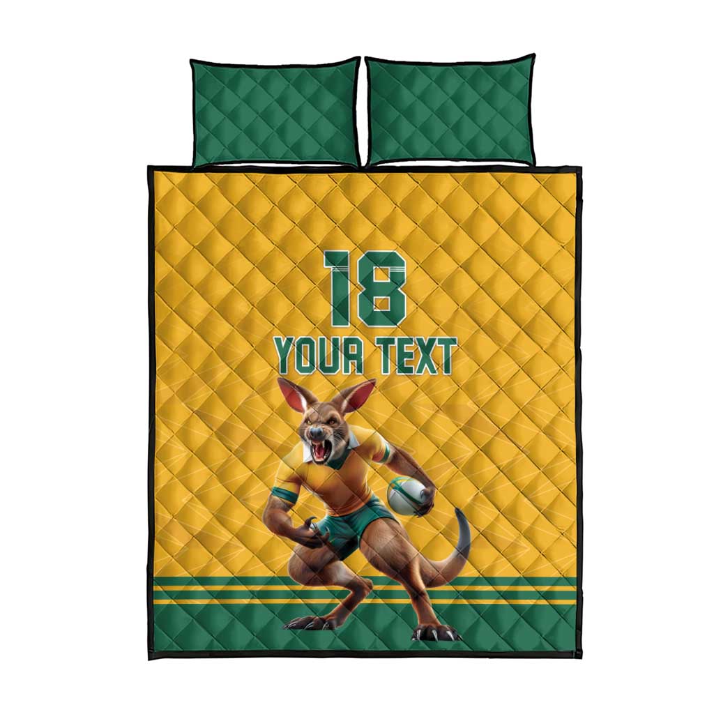 Custom Australia Rugby Quilt Bed Set Wallabies Mascot Sporty Style - Aussie Hoodie