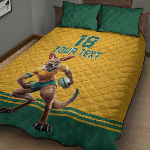 Custom Australia Rugby Quilt Bed Set Wallabies Mascot Sporty Style - Aussie Hoodie