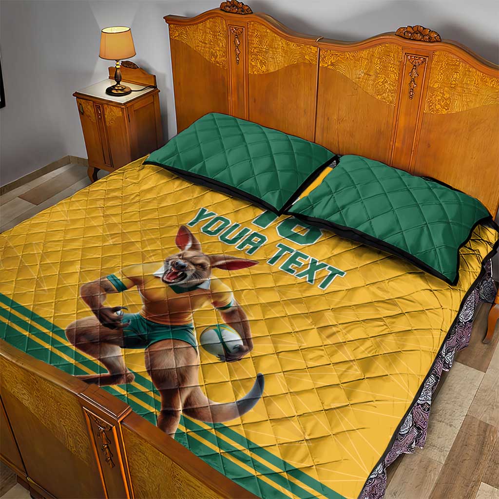 Custom Australia Rugby Quilt Bed Set Wallabies Mascot Sporty Style - Aussie Hoodie