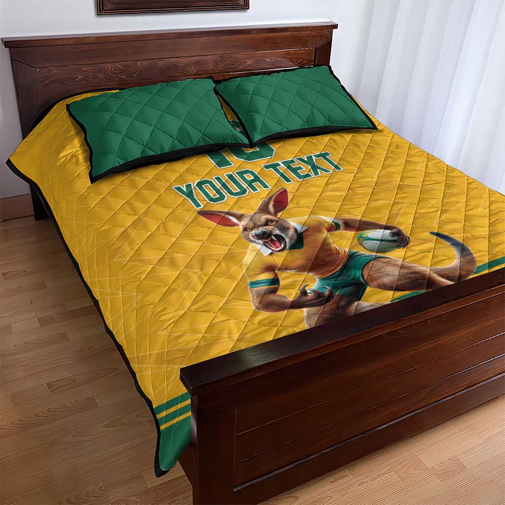 Custom Australia Rugby Quilt Bed Set Wallabies Mascot Sporty Style - Aussie Hoodie