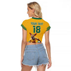 Custom Australia Rugby Raglan Cropped T Shirt Wallabies Mascot Sporty Style - Aussie Hoodie