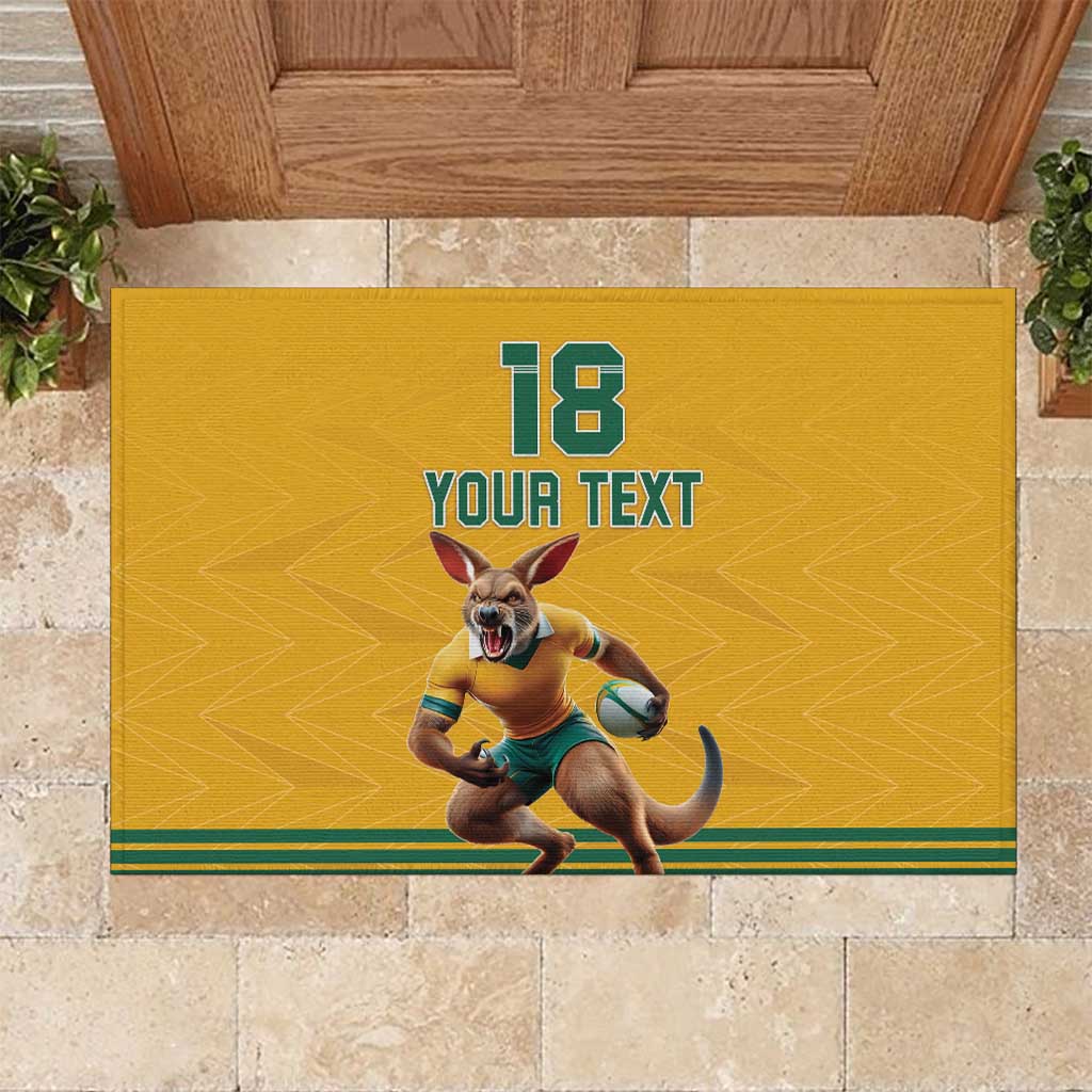 Custom Australia Rugby Rubber Doormat Wallabies Mascot Sporty Style - Aussie Hoodie