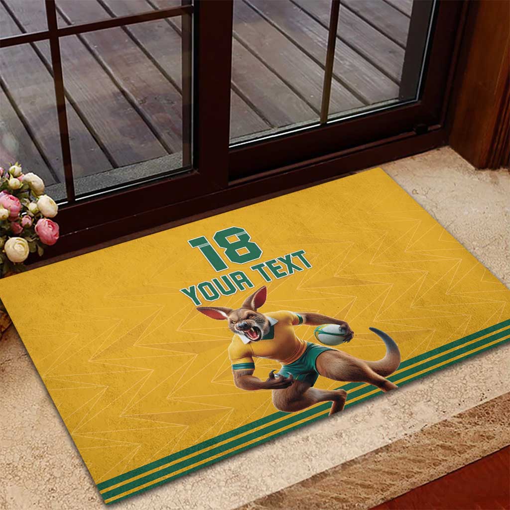 Custom Australia Rugby Rubber Doormat Wallabies Mascot Sporty Style - Aussie Hoodie