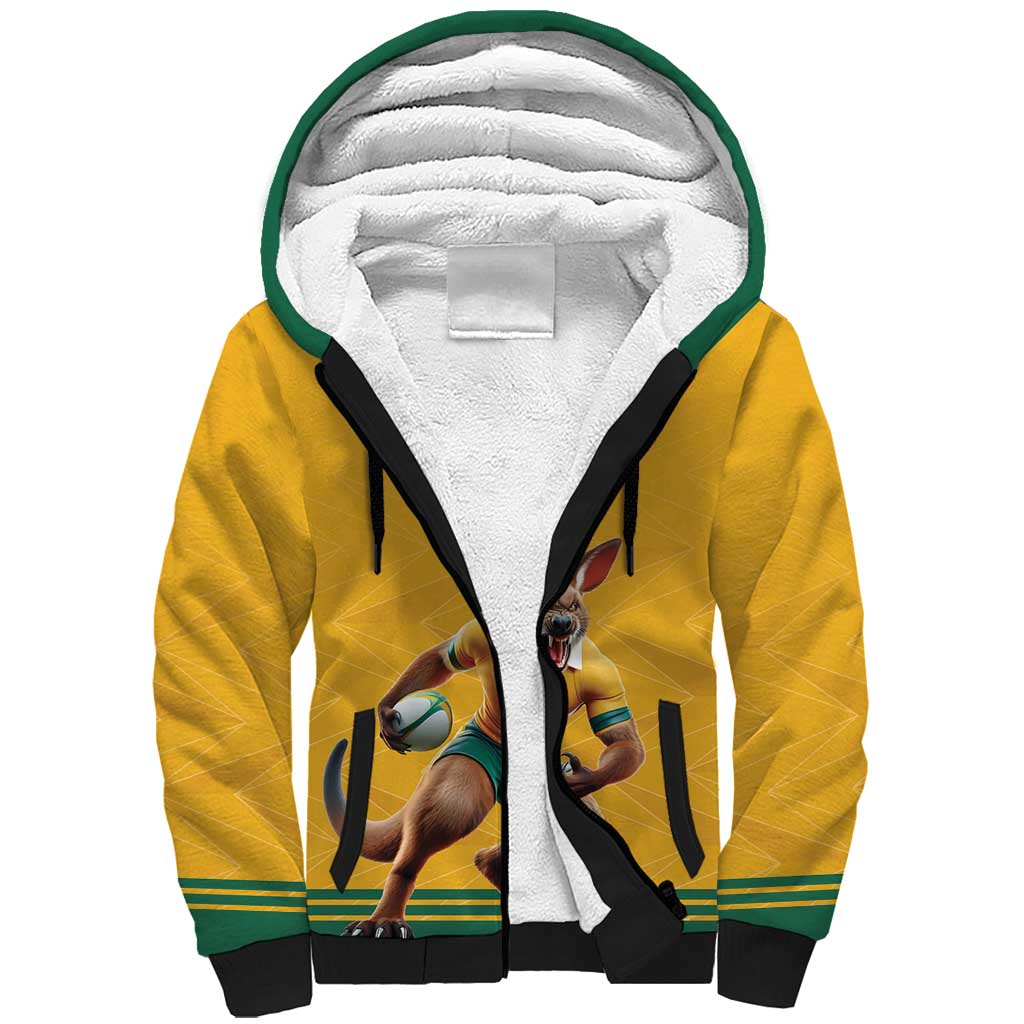 Custom Australia Rugby Sherpa Hoodie Wallabies Mascot Sporty Style - Aussie Hoodie