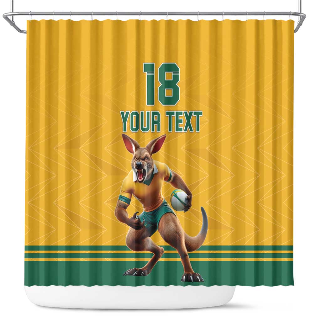 Custom Australia Rugby Shower Curtain Wallabies Mascot Sporty Style - Aussie Hoodie