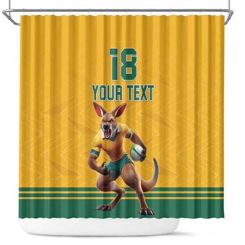 Custom Australia Rugby Shower Curtain Wallabies Mascot Sporty Style - Aussie Hoodie