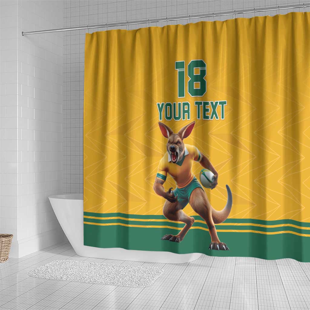 Custom Australia Rugby Shower Curtain Wallabies Mascot Sporty Style - Aussie Hoodie