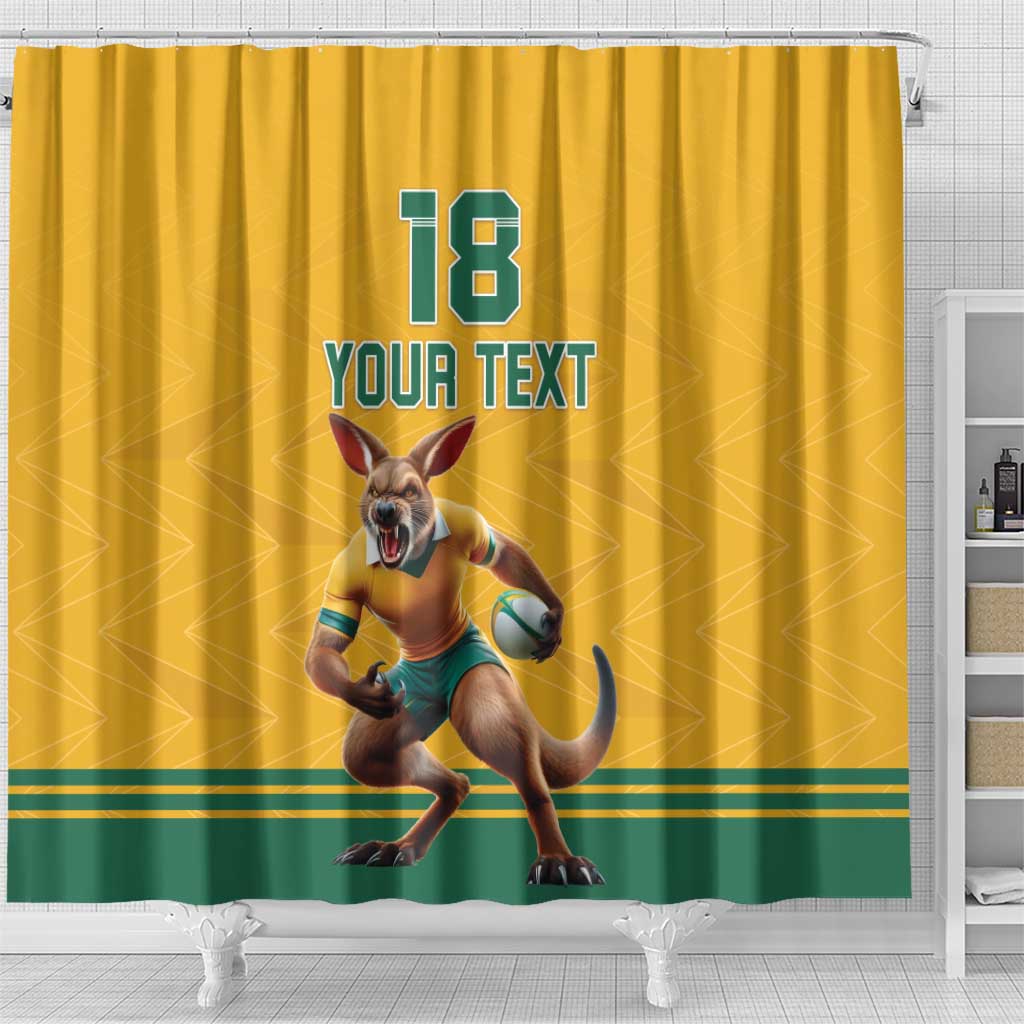 Custom Australia Rugby Shower Curtain Wallabies Mascot Sporty Style - Aussie Hoodie
