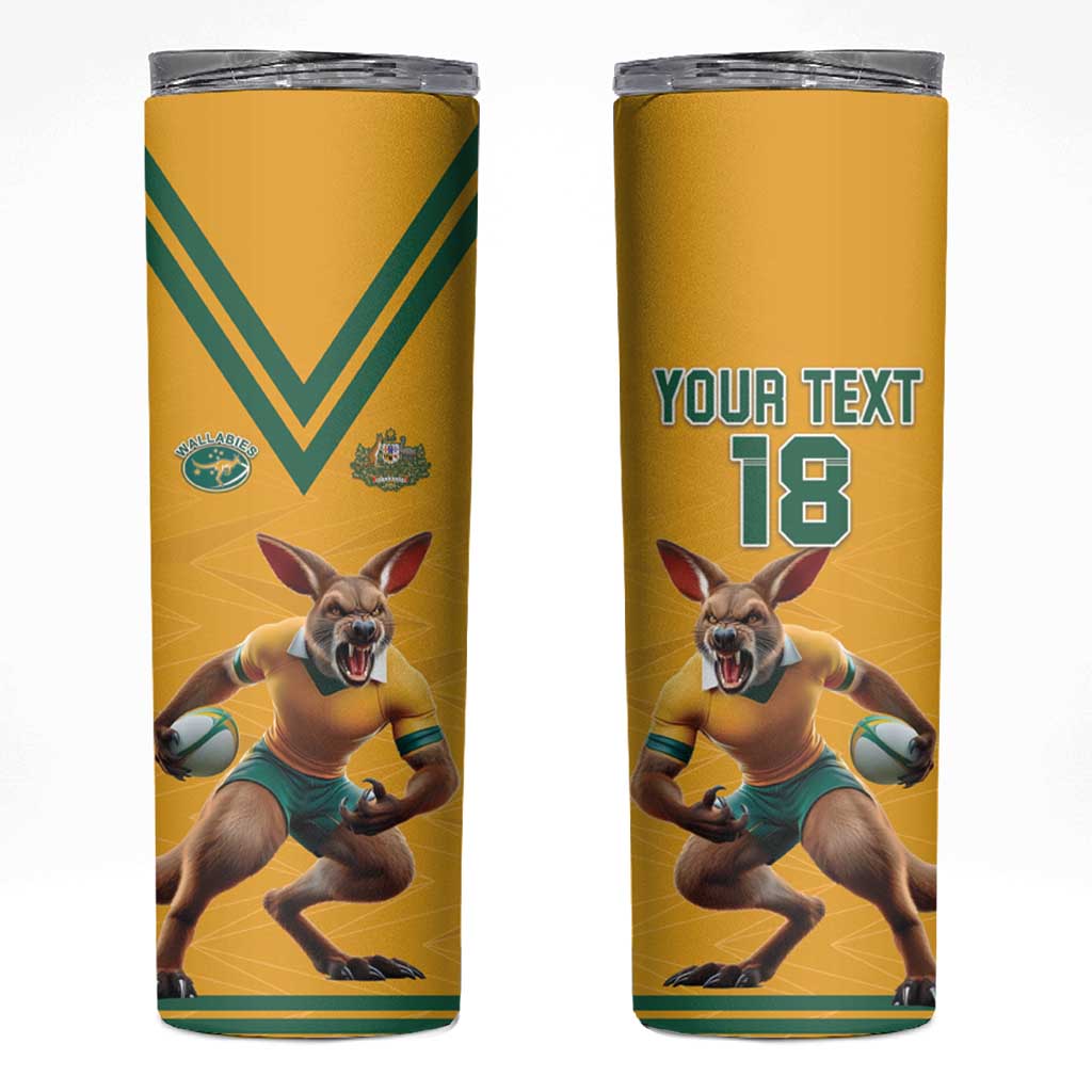 Custom Australia Rugby Skinny Tumbler Wallabies Mascot Sporty Style - Aussie Hoodie