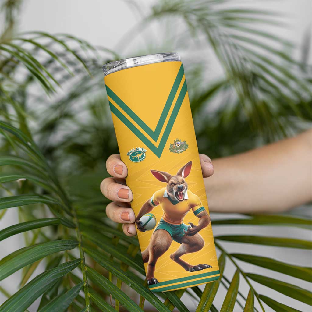 Custom Australia Rugby Skinny Tumbler Wallabies Mascot Sporty Style - Aussie Hoodie