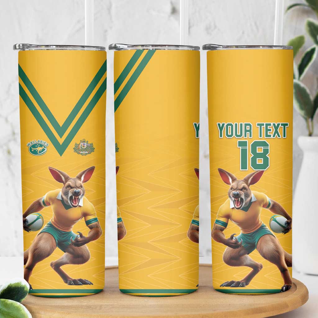 Custom Australia Rugby Skinny Tumbler Wallabies Mascot Sporty Style - Aussie Hoodie