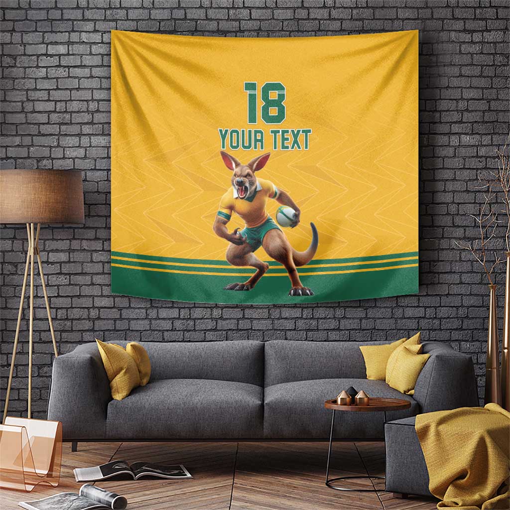 Custom Australia Rugby Tapestry Wallabies Mascot Sporty Style - Aussie Hoodie