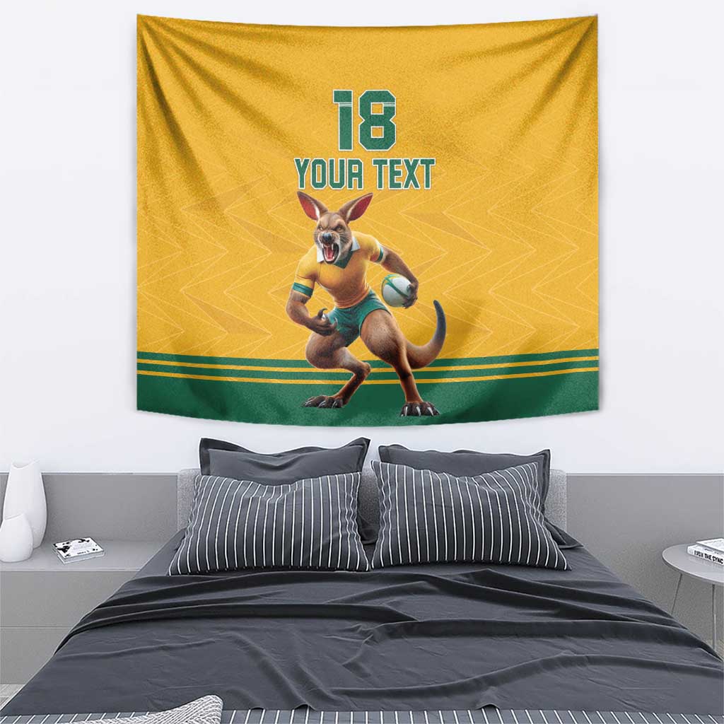 Custom Australia Rugby Tapestry Wallabies Mascot Sporty Style - Aussie Hoodie