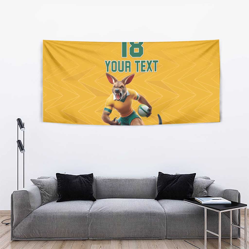 Custom Australia Rugby Tapestry Wallabies Mascot Sporty Style - Aussie Hoodie