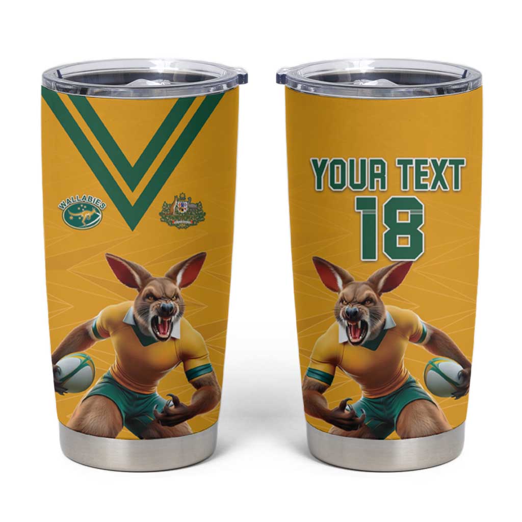 Custom Australia Rugby Tumbler Cup Wallabies Mascot Sporty Style - Aussie Hoodie