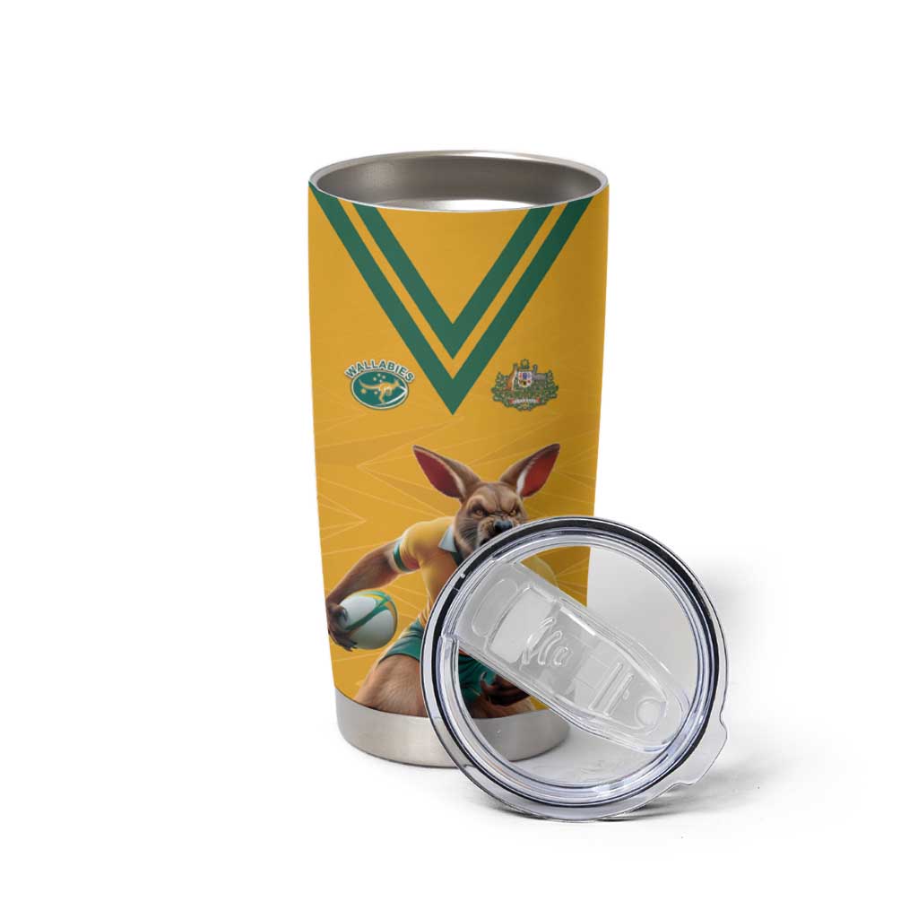 Custom Australia Rugby Tumbler Cup Wallabies Mascot Sporty Style - Aussie Hoodie