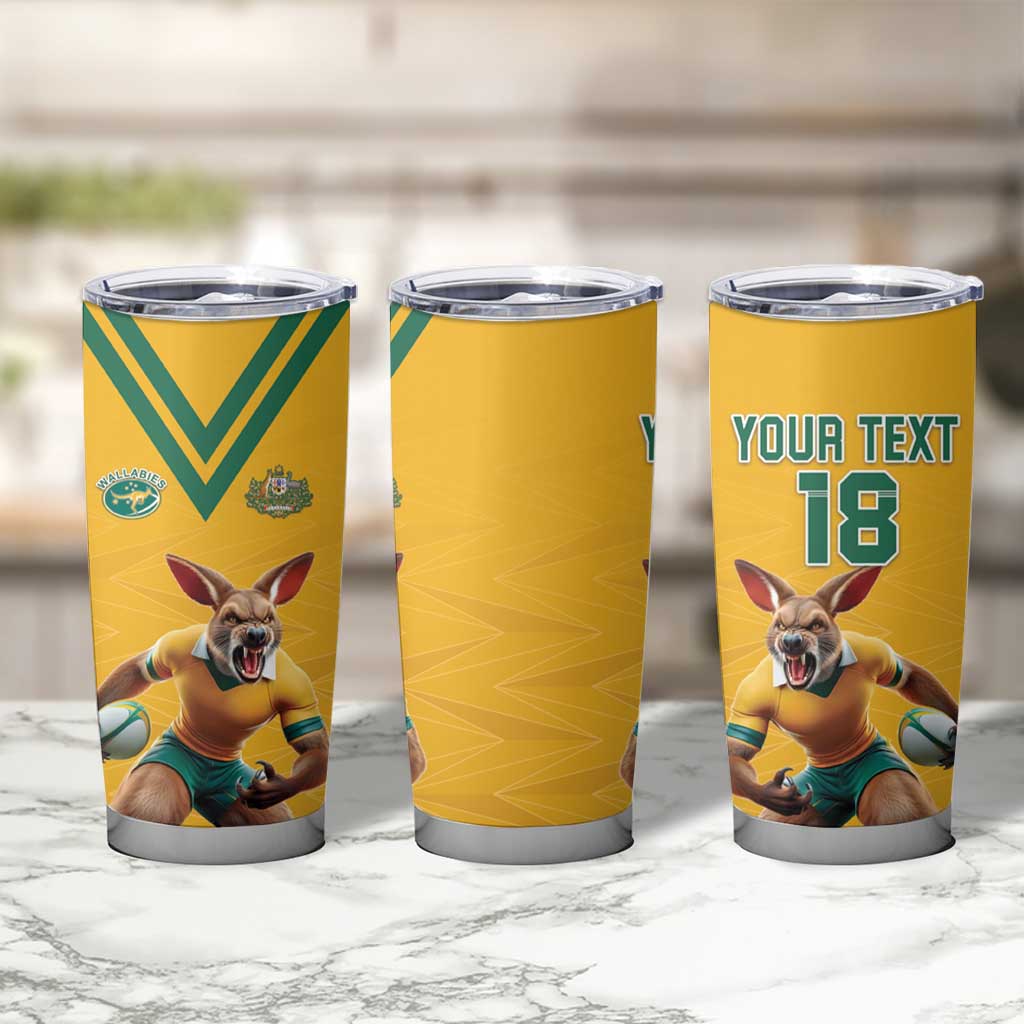 Custom Australia Rugby Tumbler Cup Wallabies Mascot Sporty Style - Aussie Hoodie