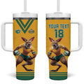 Custom Australia Rugby Tumbler With Handle Wallabies Mascot Sporty Style - Aussie Hoodie