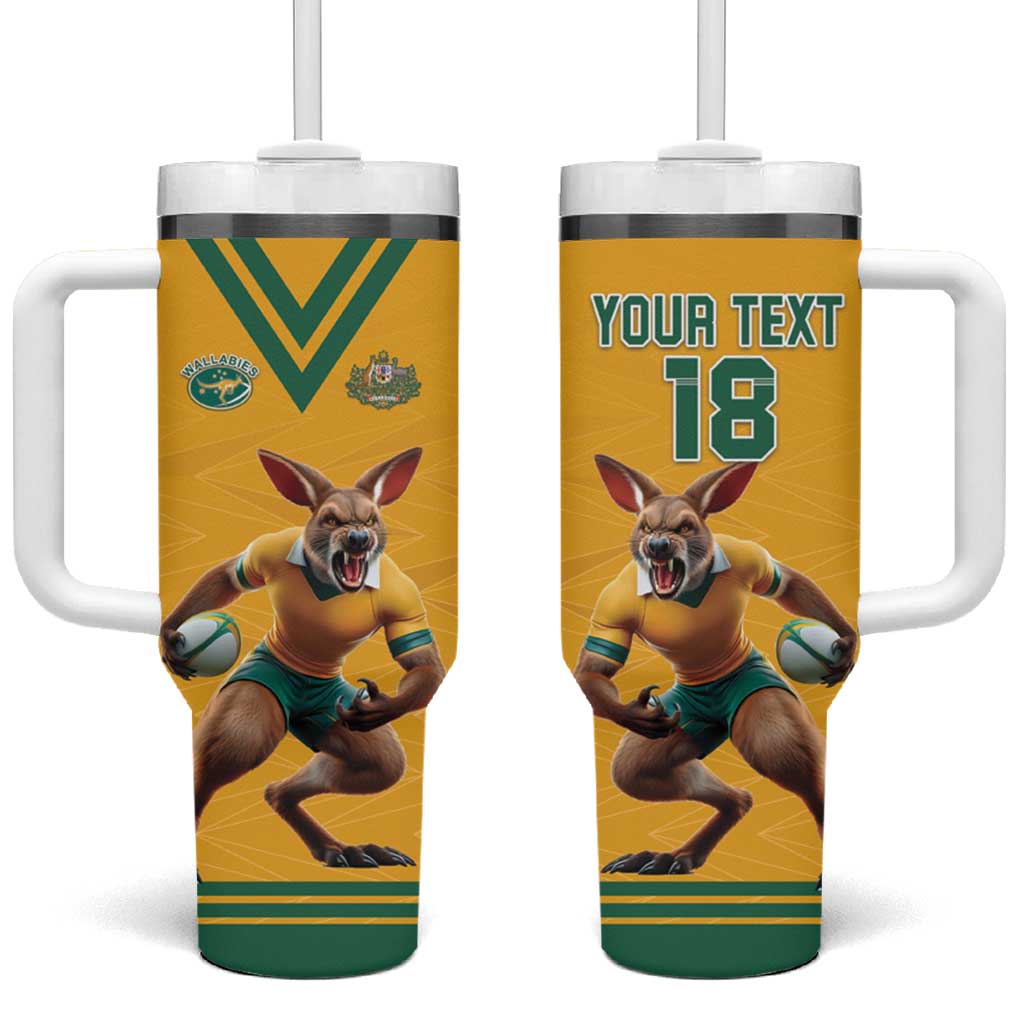 Custom Australia Rugby Tumbler With Handle Wallabies Mascot Sporty Style - Aussie Hoodie