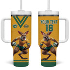 Custom Australia Rugby Tumbler With Handle Wallabies Mascot Sporty Style - Aussie Hoodie