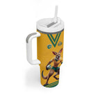 Custom Australia Rugby Tumbler With Handle Wallabies Mascot Sporty Style - Aussie Hoodie