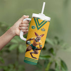 Custom Australia Rugby Tumbler With Handle Wallabies Mascot Sporty Style - Aussie Hoodie