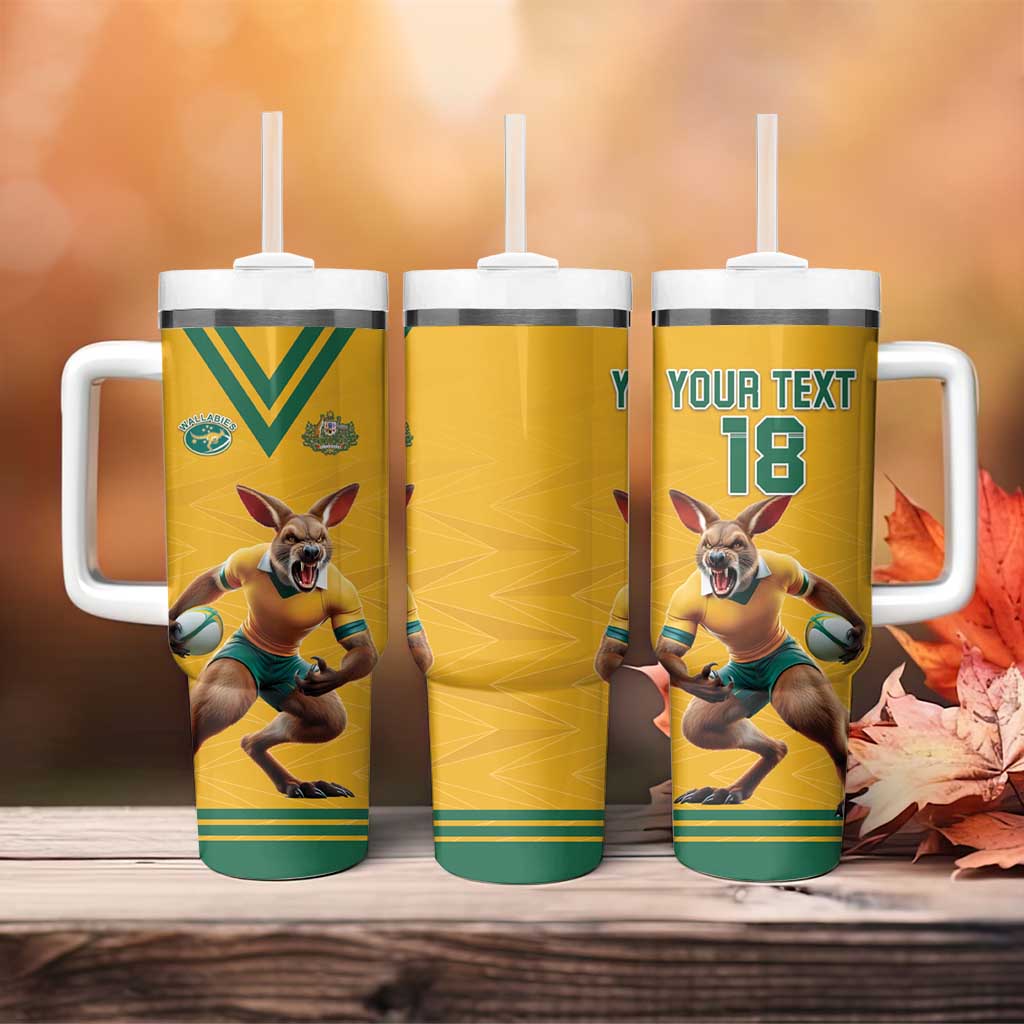 Custom Australia Rugby Tumbler With Handle Wallabies Mascot Sporty Style - Aussie Hoodie