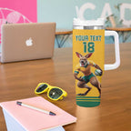 Custom Australia Rugby Tumbler With Handle Wallabies Mascot Sporty Style - Aussie Hoodie