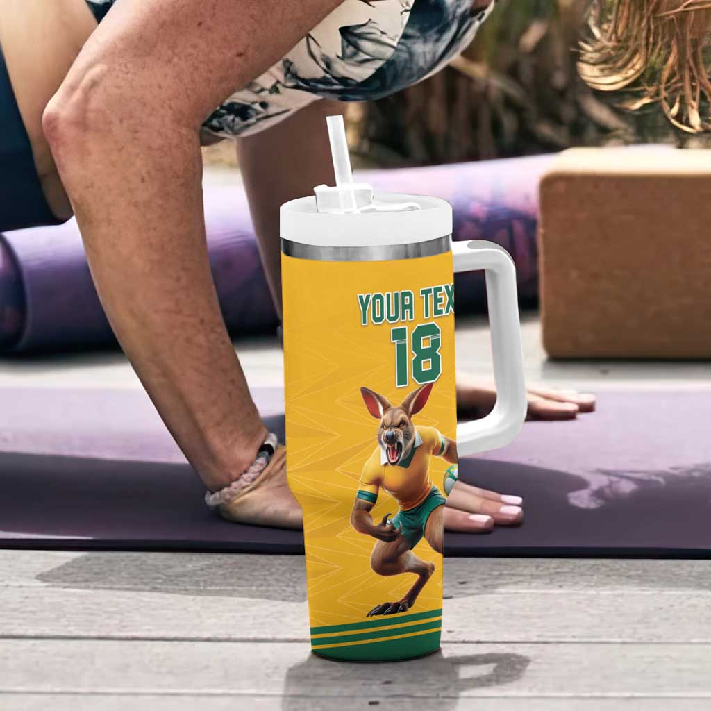 Custom Australia Rugby Tumbler With Handle Wallabies Mascot Sporty Style - Aussie Hoodie