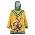 Custom Australia Rugby Wearable Blanket Hoodie Wallabies Mascot Sporty Style - Aussie Hoodie