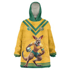 Custom Australia Rugby Wearable Blanket Hoodie Wallabies Mascot Sporty Style - Aussie Hoodie