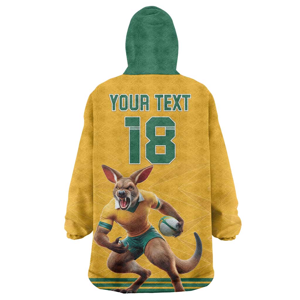 Custom Australia Rugby Wearable Blanket Hoodie Wallabies Mascot Sporty Style - Aussie Hoodie