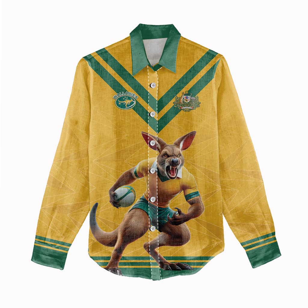Custom Australia Rugby Women Casual Shirt Wallabies Mascot Sporty Style - Aussie Hoodie