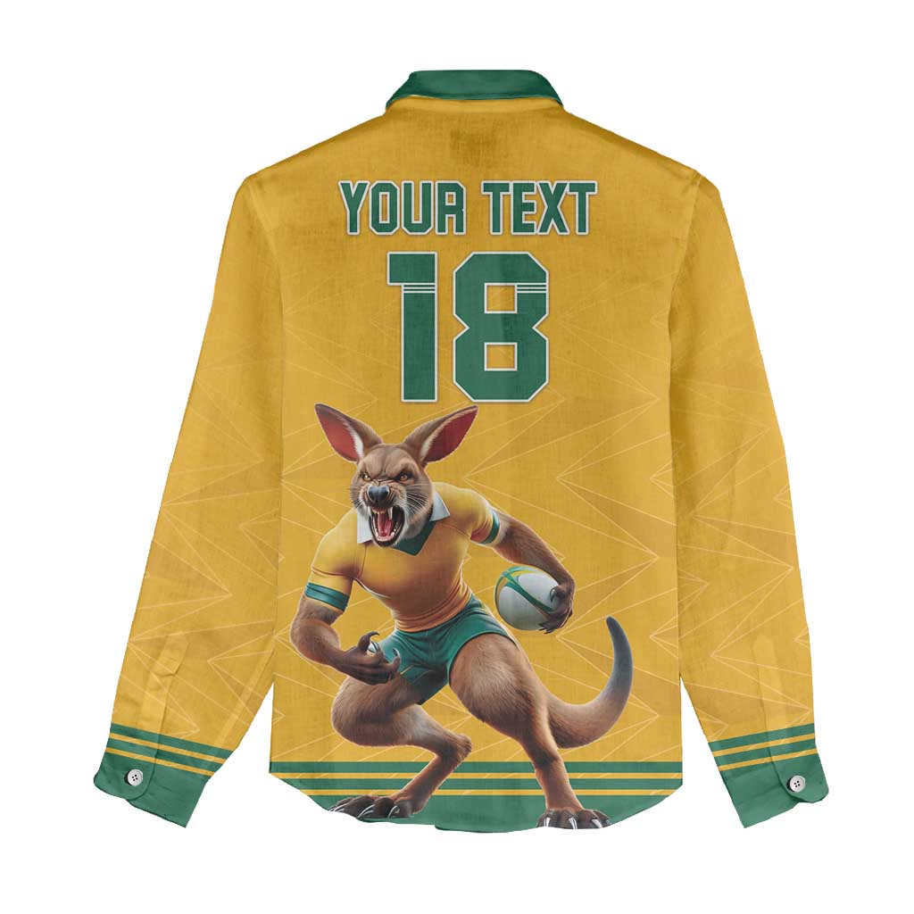 Custom Australia Rugby Women Casual Shirt Wallabies Mascot Sporty Style - Aussie Hoodie