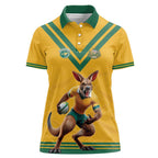 Custom Australia Rugby Women Polo Shirt Wallabies Mascot Sporty Style - Aussie Hoodie