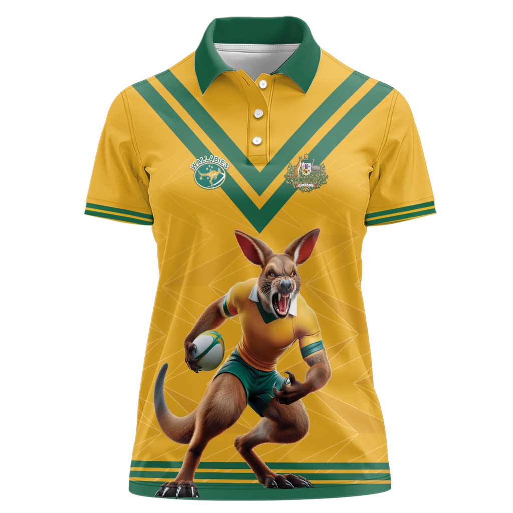Custom Australia Rugby Women Polo Shirt Wallabies Mascot Sporty Style - Aussie Hoodie