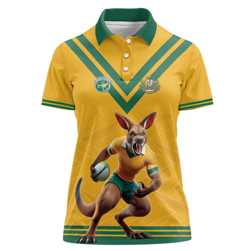 Custom Australia Rugby Women Polo Shirt Wallabies Mascot Sporty Style - Aussie Hoodie