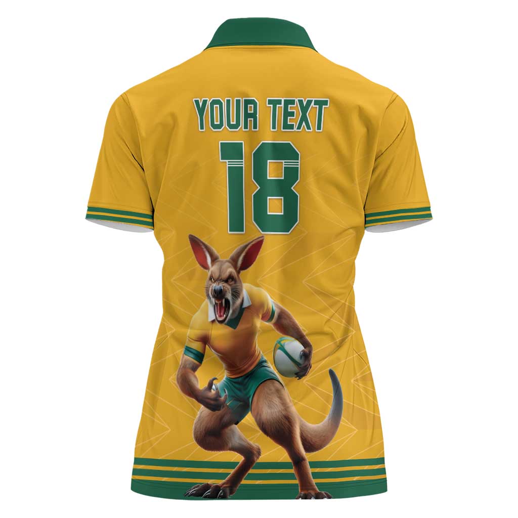 Custom Australia Rugby Women Polo Shirt Wallabies Mascot Sporty Style - Aussie Hoodie