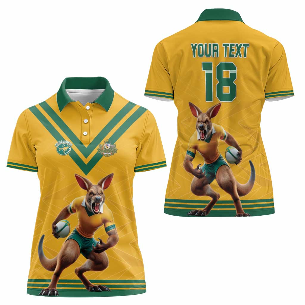 Custom Australia Rugby Women Polo Shirt Wallabies Mascot Sporty Style - Aussie Hoodie