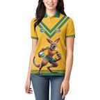 Custom Australia Rugby Women Polo Shirt Wallabies Mascot Sporty Style - Aussie Hoodie