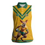 Custom Australia Rugby Women Sleeveless Polo Shirt Wallabies Mascot Sporty Style - Aussie Hoodie
