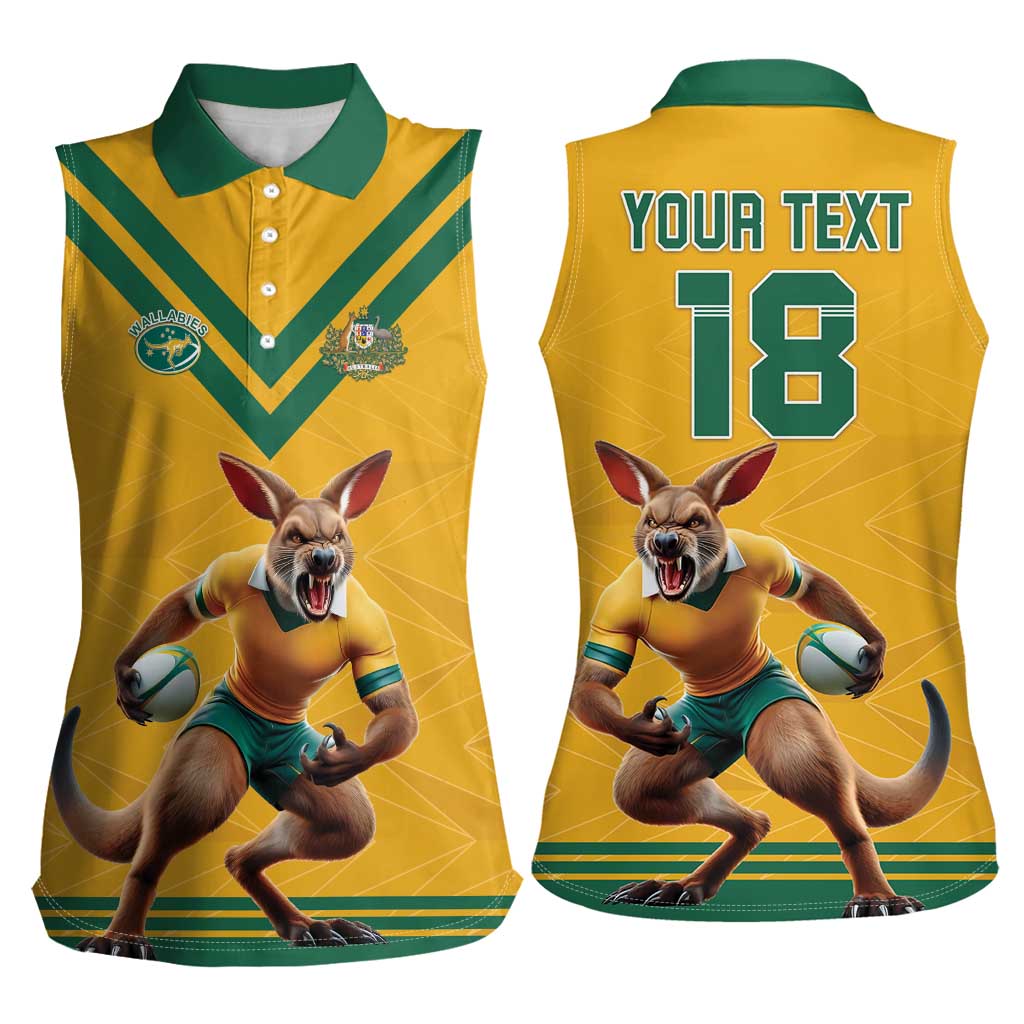 Custom Australia Rugby Women Sleeveless Polo Shirt Wallabies Mascot Sporty Style - Aussie Hoodie
